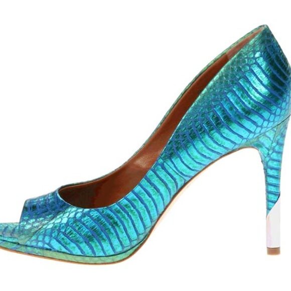 Rachel Roy Penelopey python snakeskin embossed Pump, sz 9.5, iridescent blue - Picture 7 of 11